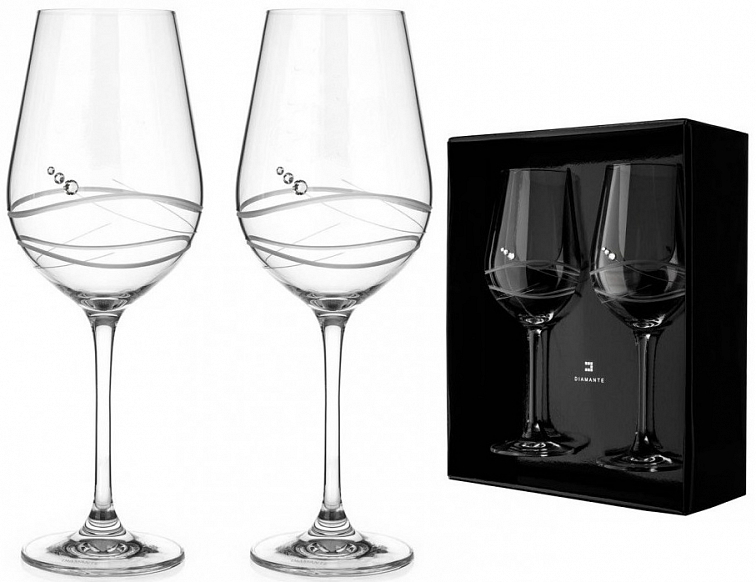 Diamante sklenice na červené víno Venezia s krystaly Swarovski 470 ml 2KS