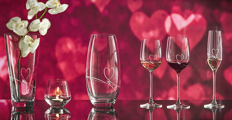 Diamante křišťálová váza Romance s kamínky Swarovski 25 cm