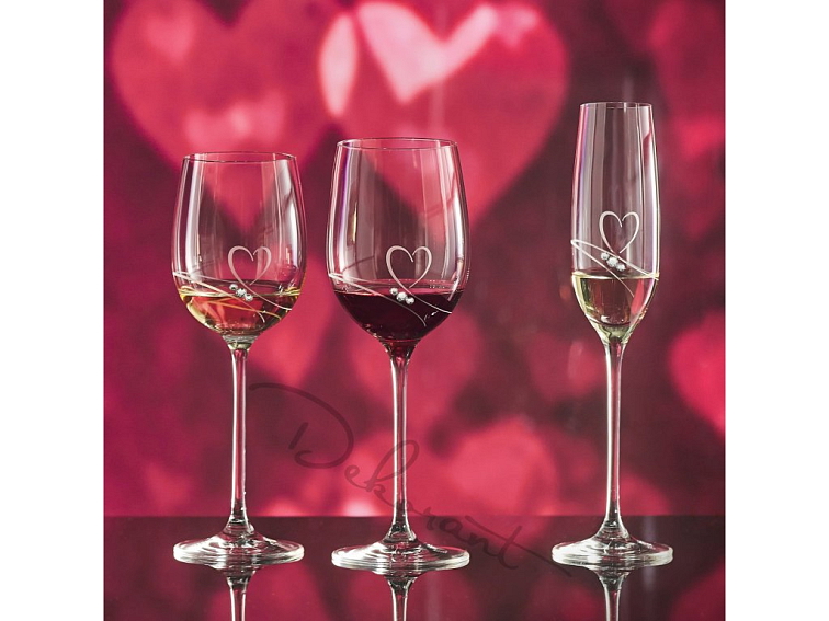 Svatební sklenice na šampaňské Romance s kamínky Swarovski 200ml 2KS