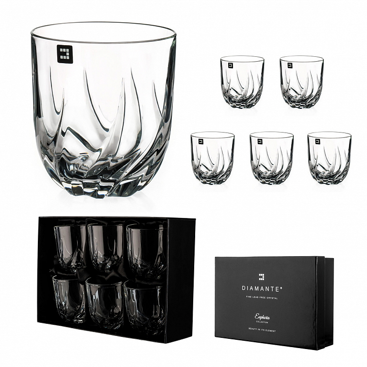 Diamante sklenice na whisky v dárkovém balení Firenze 290 ml 6KS