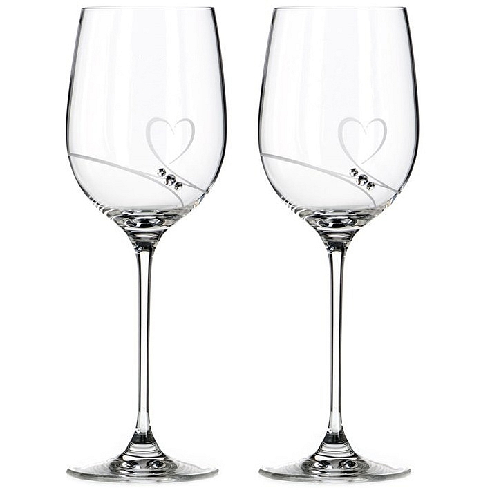 Diamante sklenice na červené víno Romance s kamínky Swarovski 450 ml 2KS