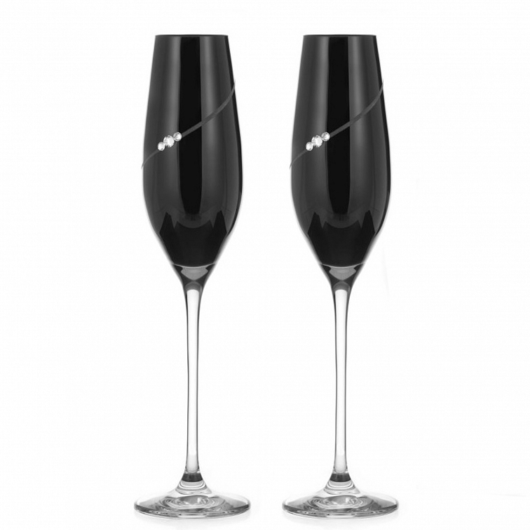 Diamante sklenice na šampaňské Silhouette City Black s kamínky Swarovski 210ml 2KS