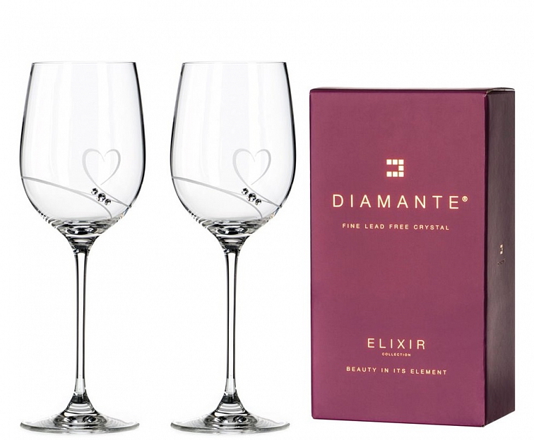 Diamante sklenice na bílé víno Romance s kamínky Swarovski 330ml 2KS