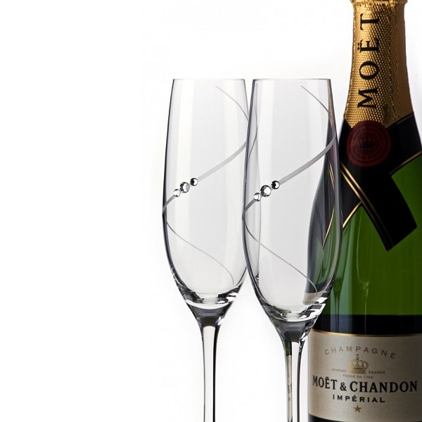Diamante sklenice na šampaňské Silhouette City s kamínky Swarovski 210 ml 2KS