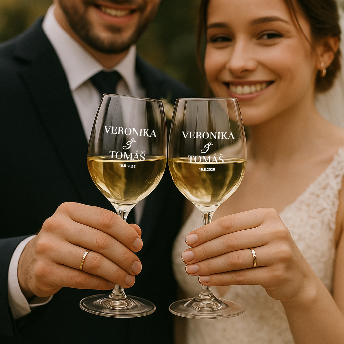 Svatební sklenice na bílé víno SIMPLE 480 ml 2KS