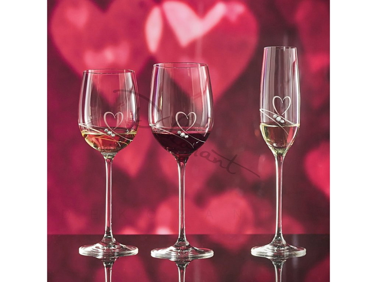 Diamante sklenice na šampaňské Romance s kamínky Swarovski a v prémiovém balení 200ml 2KS