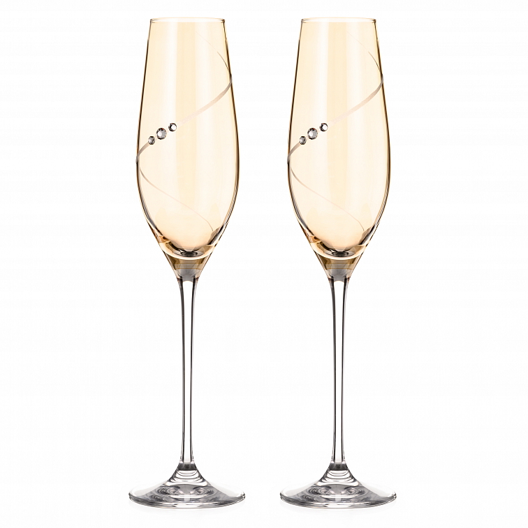Diamante sklenice na šampaňské Silhouette City Amber s kamínky Swarovski 210ml 2KS