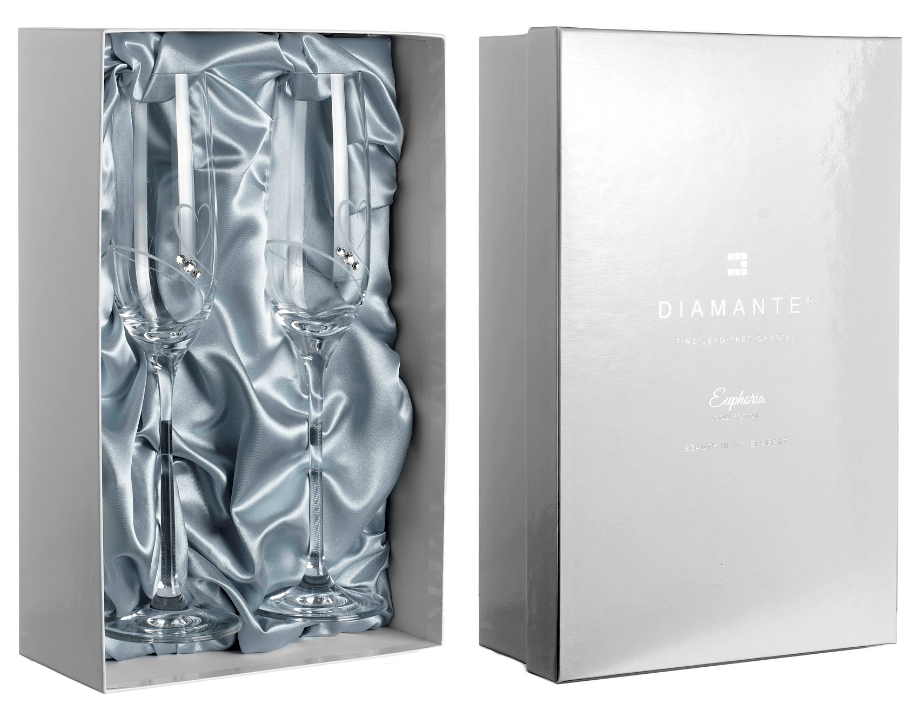Diamante sklenice na šampaňské Romance s kamínky Swarovski a v prémiovém balení 200ml 2KS