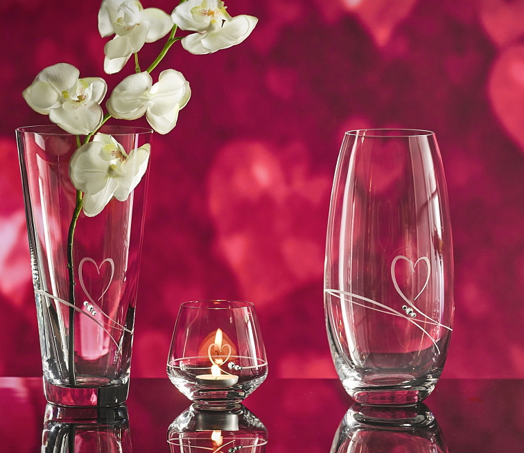 Diamante křišťálová váza Romance s kamínky Swarovski 25 cm