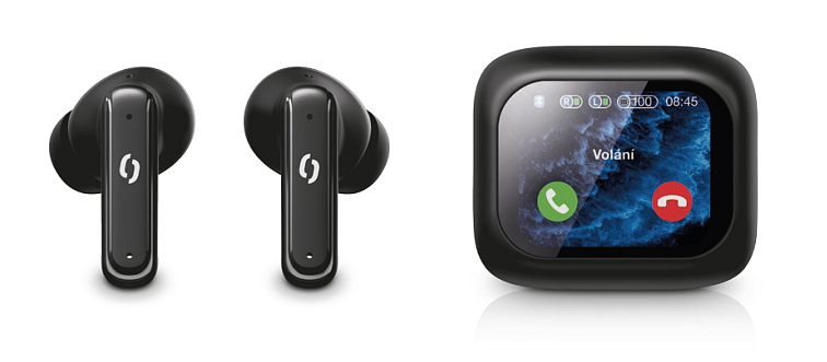 TWS sluchátka Aligator Pods LCD + ANC, černá