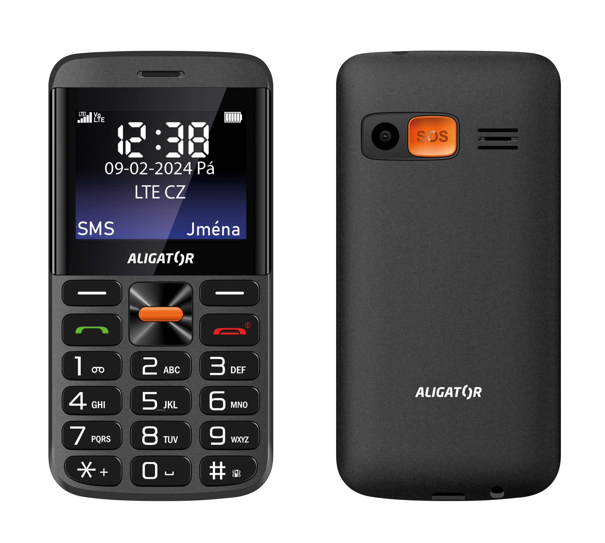 ALIGATOR A910 Senior černý + stolní nabíječka