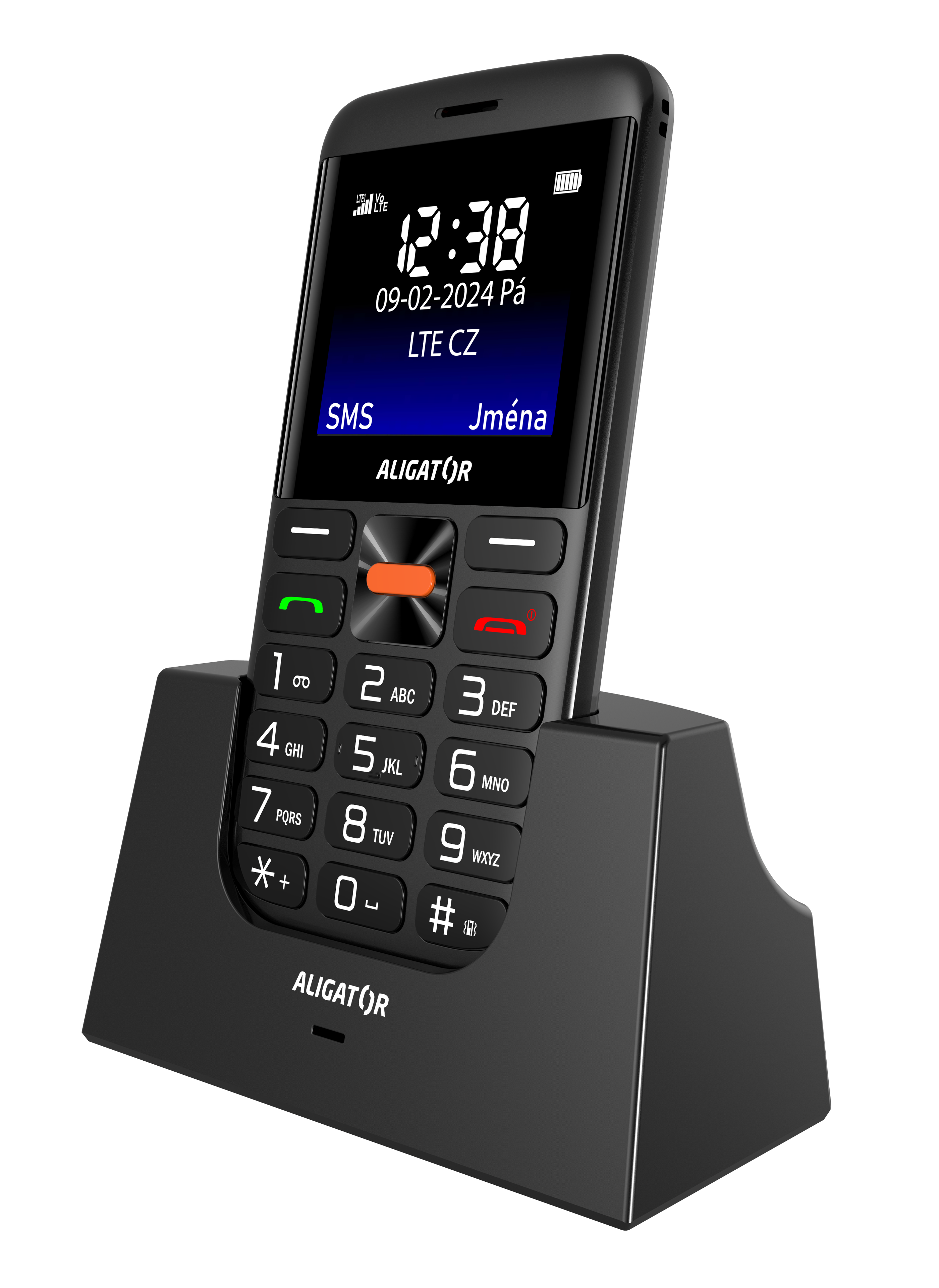 ALIGATOR A910 Senior černý + stolní nabíječka