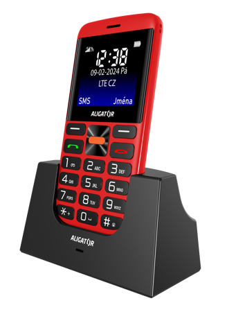 ALIGATOR A910 Senior červený + stolní nabíječka