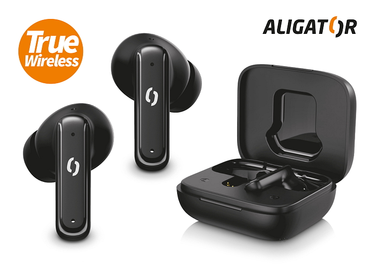 TWS sluchátka Aligator Pods LCD + ANC, černá