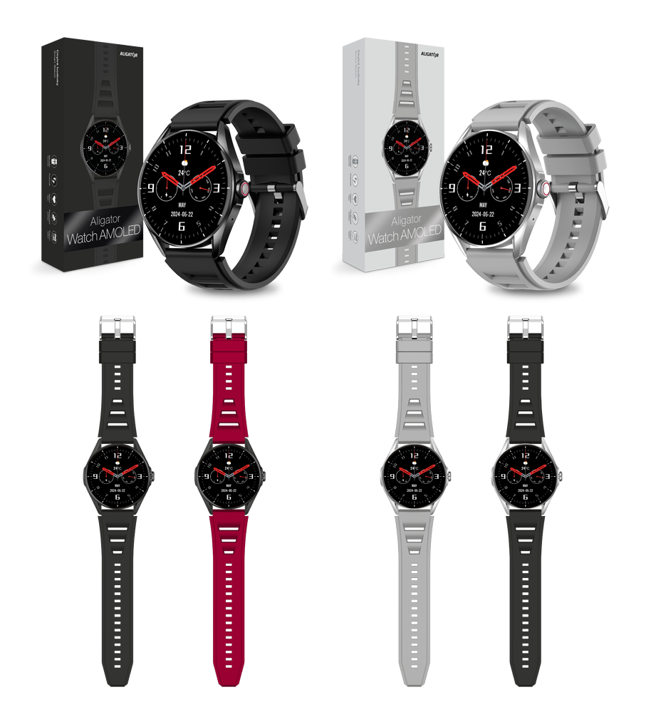ALIGATOR Watch AMOLED, stříbrné