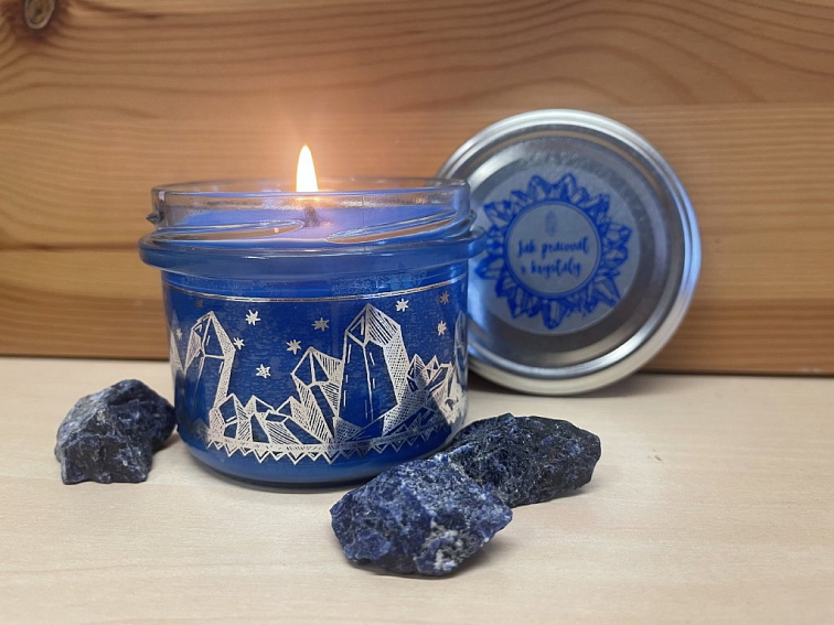 Vonná sójová svíčka s krystalem "SODALIT"