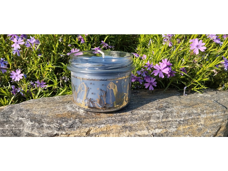 Vonná Sójová Svíčka s Krystalem "Obsidián"