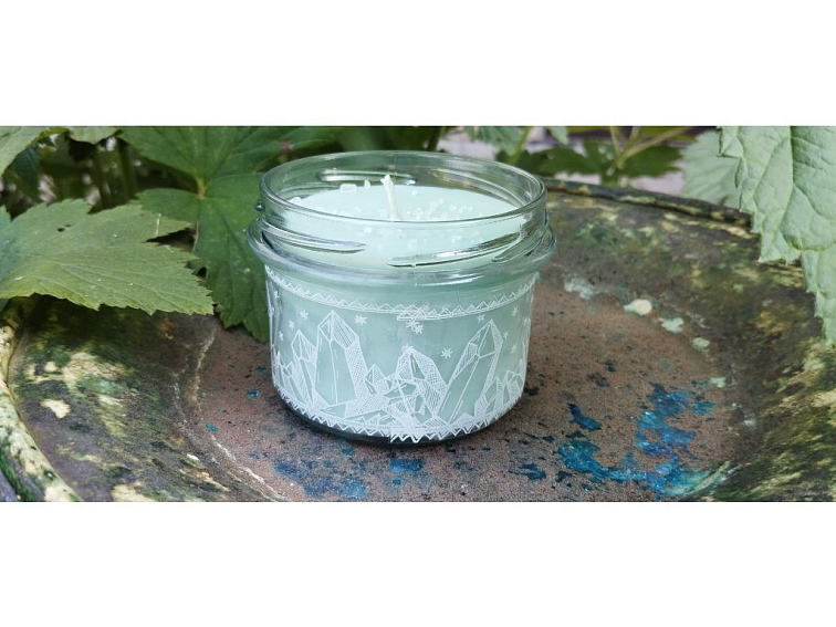 Vonná Sójová Svíčka s Krystalem "Amazonit"