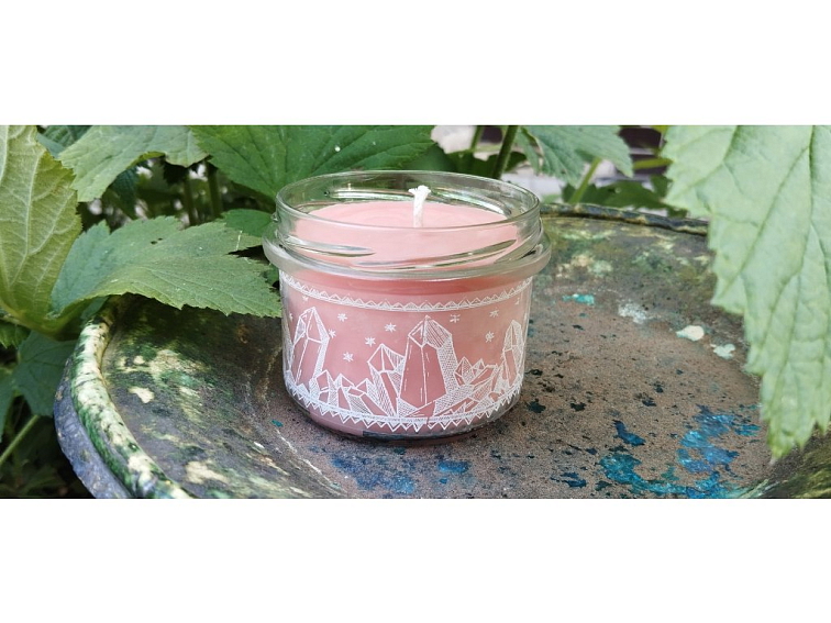 Vonná Sójová Svíčka s Krystalem "Růženín"