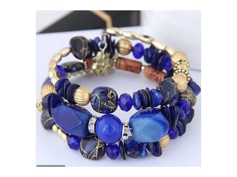 Etno náramek - Lazuli - Náramek s korálky