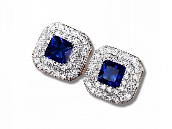 Náušnice Diana modrá - Náušnice s krystaly