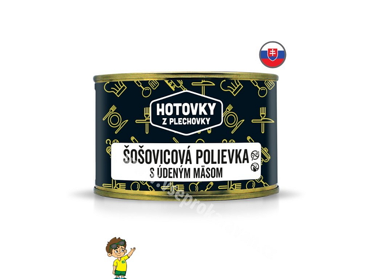 Čočková polévka s uzeným masem v plechovce