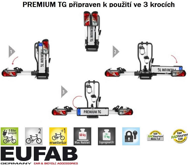 Nosič kol Premium TG na tažné zařízení pro 2 elektrokola