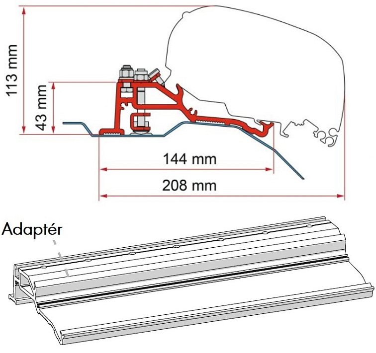 Adaptér Fiat Ducato H2 Skyroof pro Fiamma F80