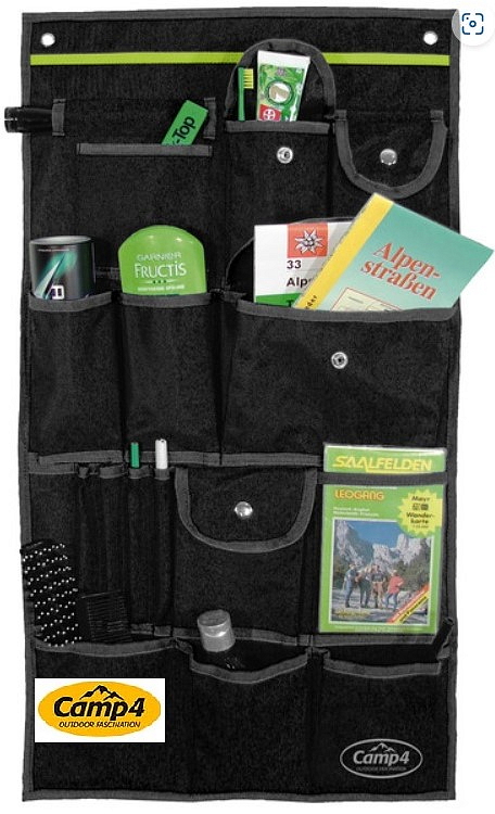 Organizér Utensilo Tessa Grande s kapsami různých velikostí, černá/limetka, 40 x 75 cm