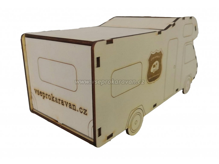 Stavebnice OBYTNÉ AUTO - dřevěná pokladnička