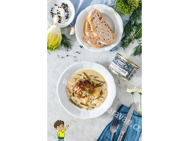 Fazolový prívarok s karbanátkem v plechovce