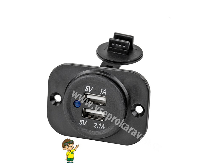 Zásuvka přístrojová 2x USB 3.1A, 12 / 24V, CARMOTION