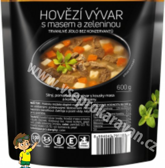 Hovězí vývar s masem zeleninou (2 porce 600g)