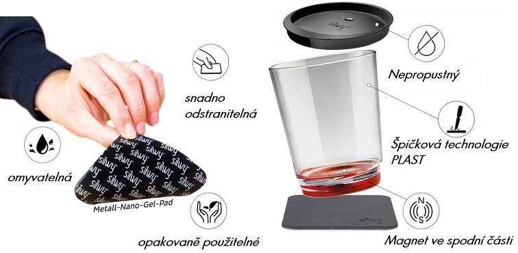 Silwy magnetický nápojový kelímek 250 ml, sada 6 ks