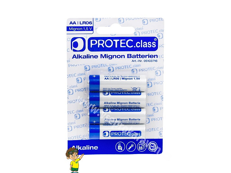 Baterie tužková alkalická LR6 1,5V AA blistr 4ks, PROTEC.CLASS