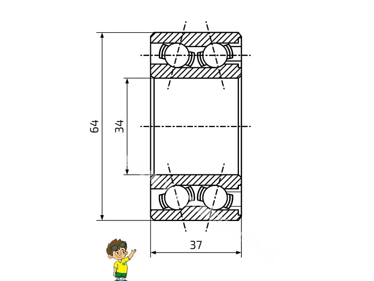 Ložisko do bubnu AL-KO 2051 Compact (64x34/h37) v setu, originál