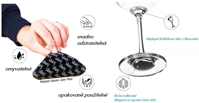 Silwy magnetická sada sklenic na šampaňské 200 ml