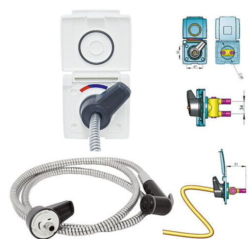 Venkovní sprchová přípojka včetně vodní zásuvky, 2m hadice