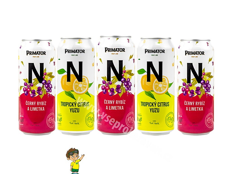 Nealkoholická sada nápojů Primátor 3x černý rybíz a limetka, 2x citrus
