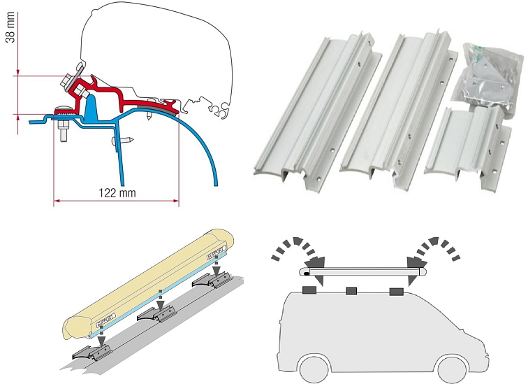 Sada adaptérů Nissan Interstar, Opel Movano, Renault Master H2 pro Fiamma F65, F65 S, F80 S