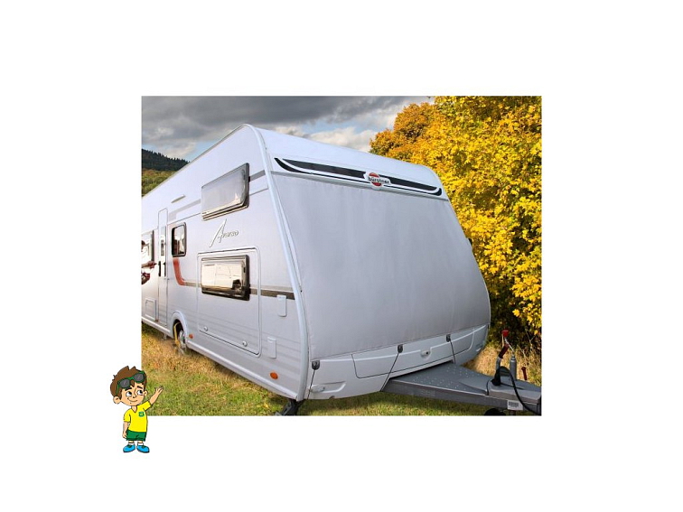 Krycí ochranná čelní plachta pro karavany, Hindermann