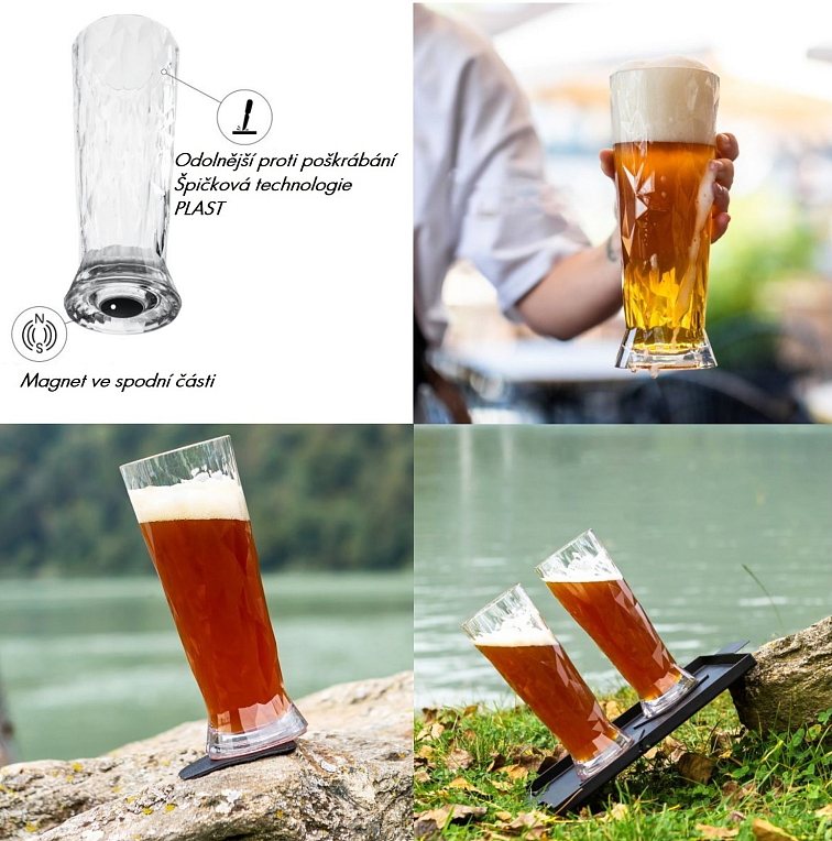 Silwy magnetická plastová sada sklenic na pivo 500 ml, Hightech