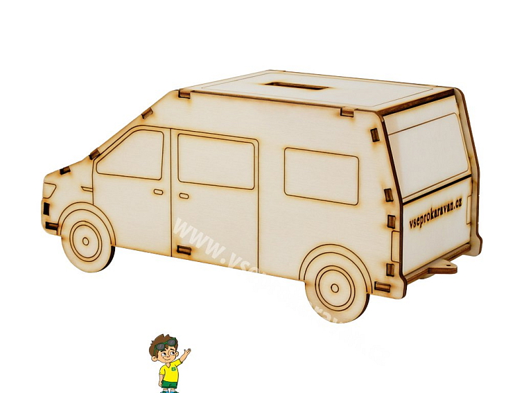 Stavebnice OBYTNÁ DODÁVKA - dřevěná pokladnička