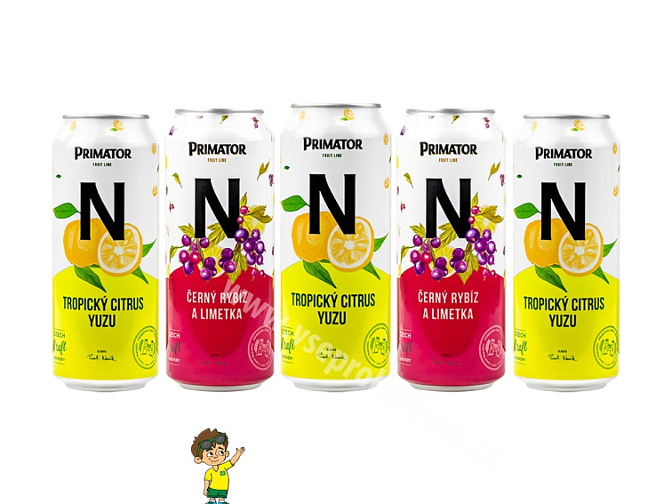 Nealkoholická sada nápojů Primátor 3x citrus, 2x černý rybíz a limetka