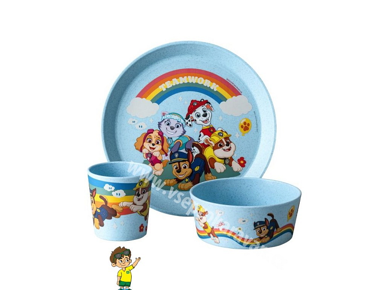 3dílná dětská sada nádobí Tlapková patrola