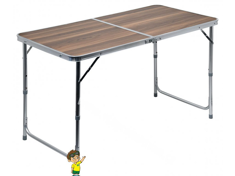 Kempingový skládací stůl DOUBLE teleskop. hnědý