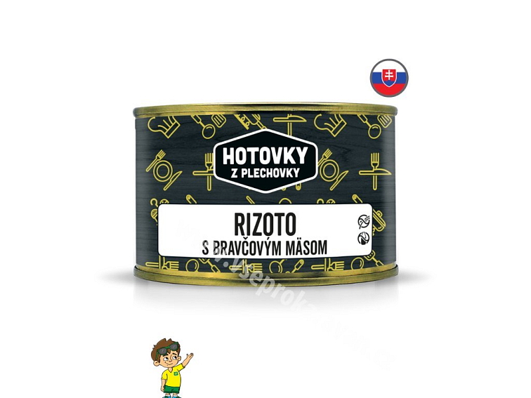 Rizoto s vepřovým masem v plechovce