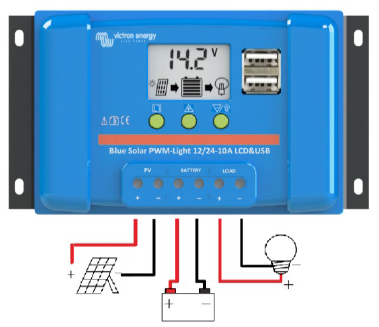 PWM solární regulátor Victron Energy BlueSolar-LCDandUSB 20A