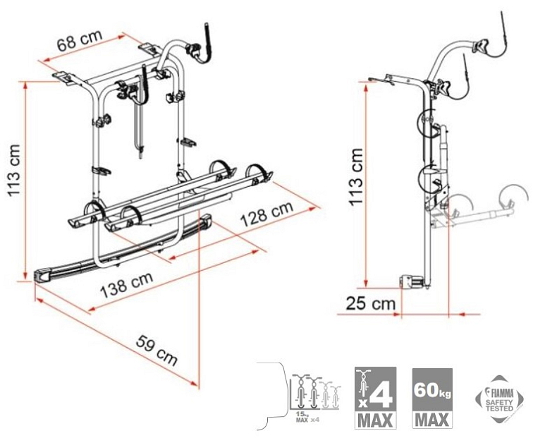 Nosič kol na dodávková vozidla (zadní max.4 kola) Carry-Bike VW Caddy 2016