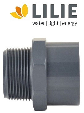 Spojka trubek přímá AG 1¼" se šroubením 50/40 mm LILIE GrauGELB